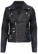 Ladies Retro 100% Sheep Nappa Leather Biker Jacket